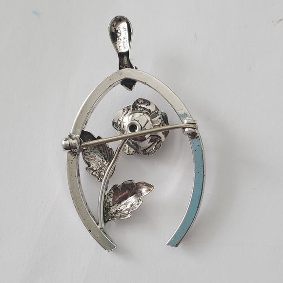 Vintage Bond Boyd Sterling Silver Rose Wishbone Silver Brooch / Pin - Picture 10 of 11